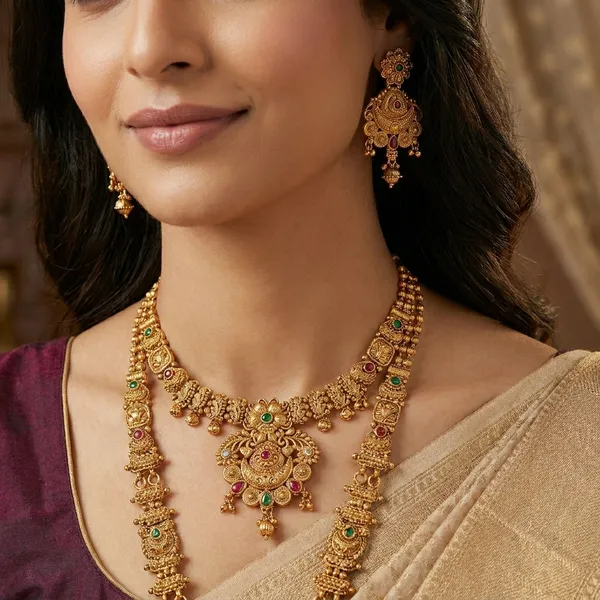 Golden_Temple_Jewellery_Set_With_Multicolor_Stones