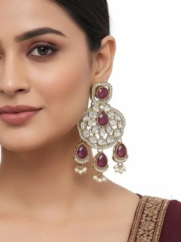 Traditional_Wedding_Style_Multi_Stone_Pearl_Drop_Earrings