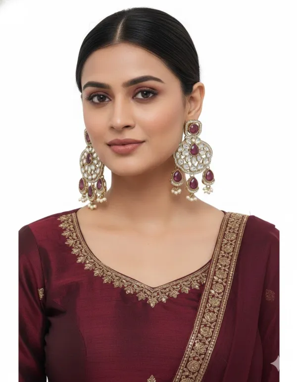 Traditional_Wedding_Style_Multi_Stone_Pearl_Drop_Earrings