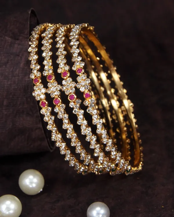 Elegant_Gold_Tone_Brass_Bangles_With_White_Stones_And_Ruby_Accents_Set_Of_4