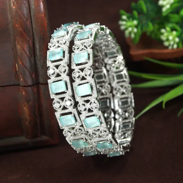 Mint_And_White_American_Diamond_Silver_Plated_Bangles_(Set_Of_2)