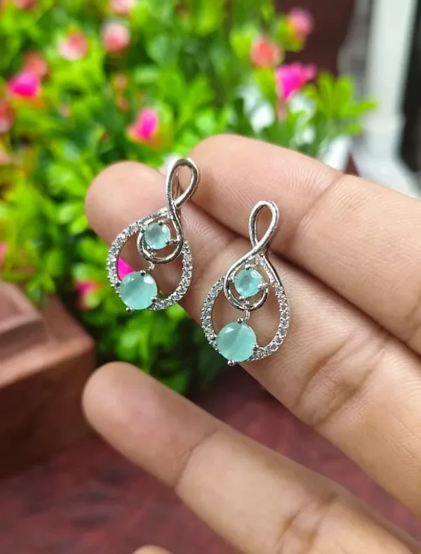 Zircon_Silver_Stud_Earrings_(Pink/Mint/White_Variants)