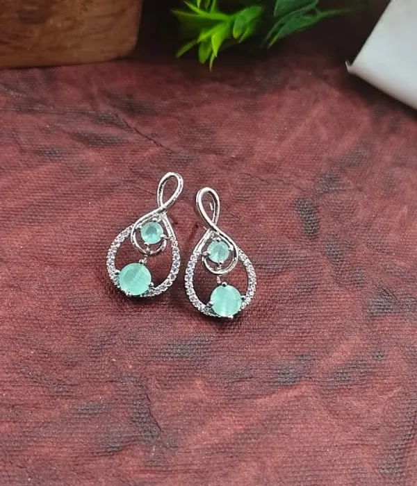 Zircon_Silver_Stud_Earrings_(Pink/Mint/White_Variants)