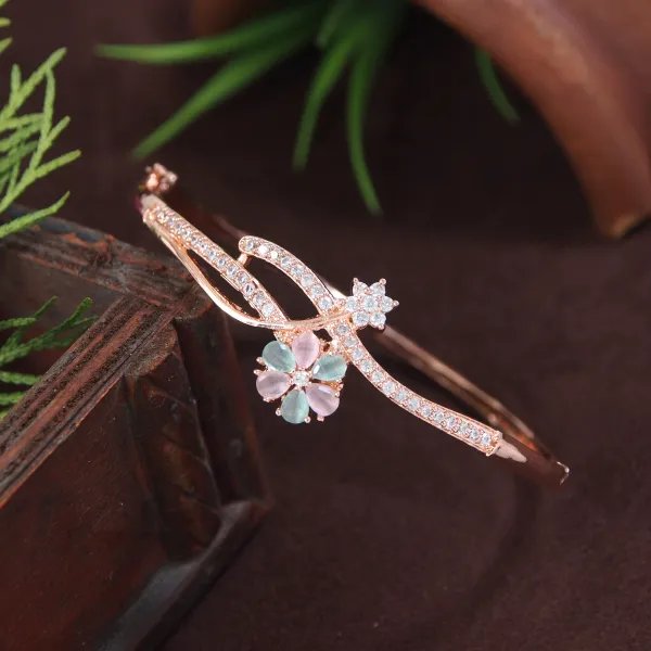 American_Diamond_Free_Size_Openable_Micro_Rose_Gold_Polish_Bracelet
