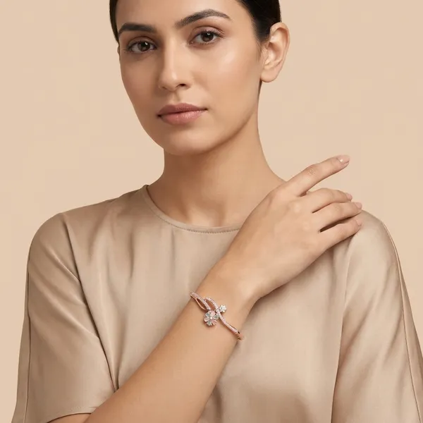 American_Diamond_Free_Size_Openable_Micro_Rose_Gold_Polish_Bracelet