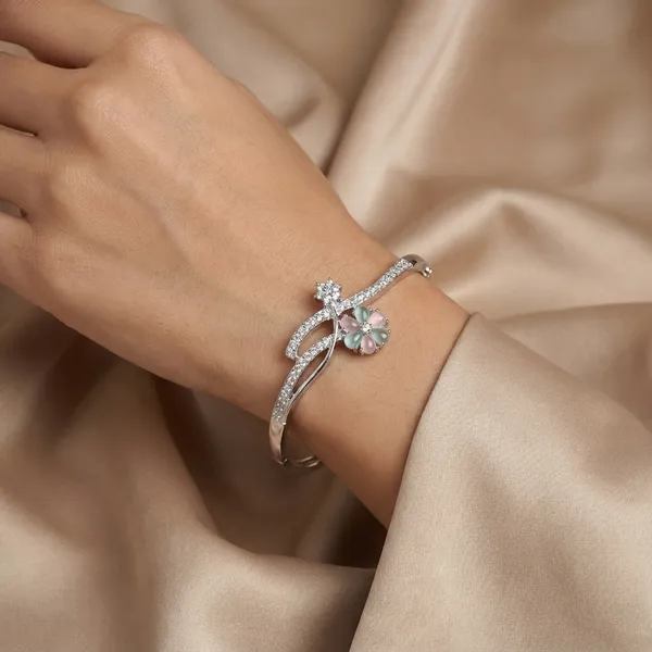 American_Diamond_Free_Size_Openable_Micro_Silver_Polish_Bracelet
