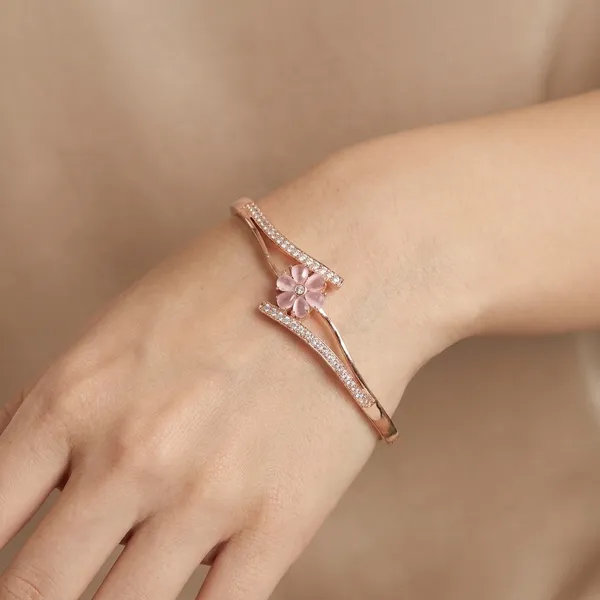 American_Diamond_Free_Size_Openable_Micro_Rose_Gold_Polish_Bracelet