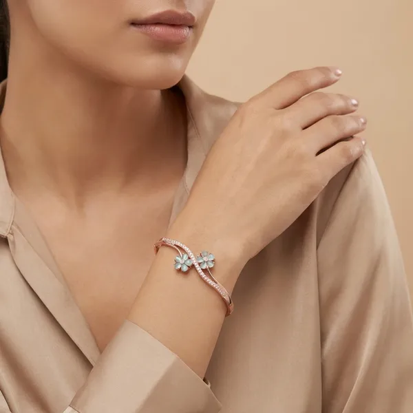 American_Diamond_Free_Size_Openable_Micro_Rose_Gold_Polish_Bracelet