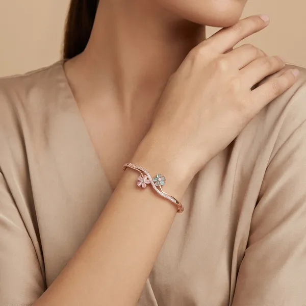 American_Diamond_Free_Size_Openable_Micro_Rose_Gold_Polish_Bracelet