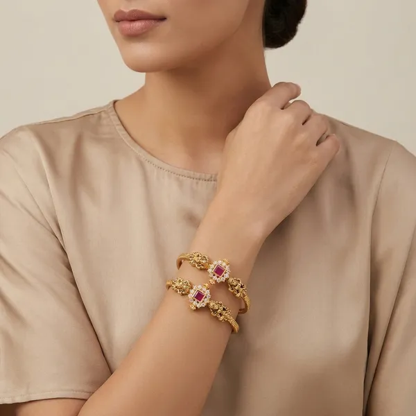 American_Diamond_Gold_Temple_Brass_Bangle_(Pack_Of_2)