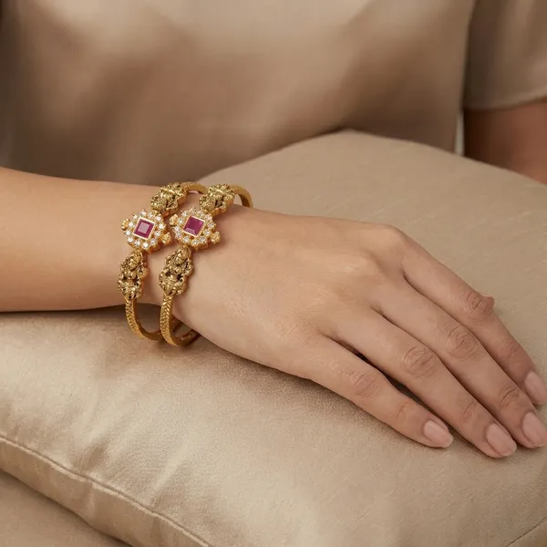American_Diamond_Gold_Temple_Brass_Bangle_(Pack_Of_2)
