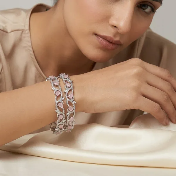 Exquisite_Silver_Toned_Designer_Bangles_With_Mint_Green_Teardrop_Stones