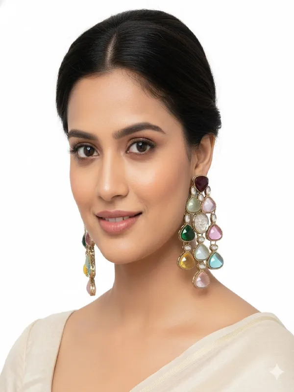 Ethnic_Multi_Stone_&_Kundan_Style_Statement_Earrings