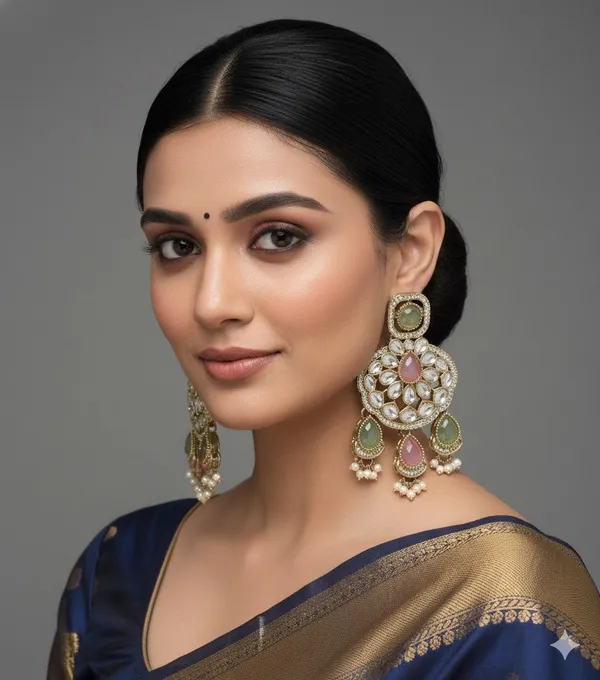 Traditional_Wedding_Style_Multi_Stone_Pearl_Drop_Earrings
