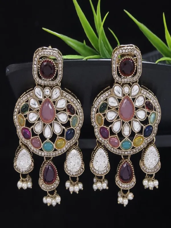 Traditional_Wedding_Style_Multi_Stone_Pearl_Drop_Earrings