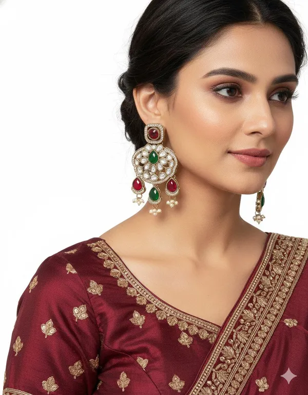 Traditional_Wedding_Style_Multi_Stone_Pearl_Drop_Earrings