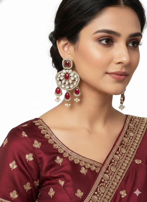 Traditional_Wedding_Style_Multi_Stone_Pearl_Drop_Earrings