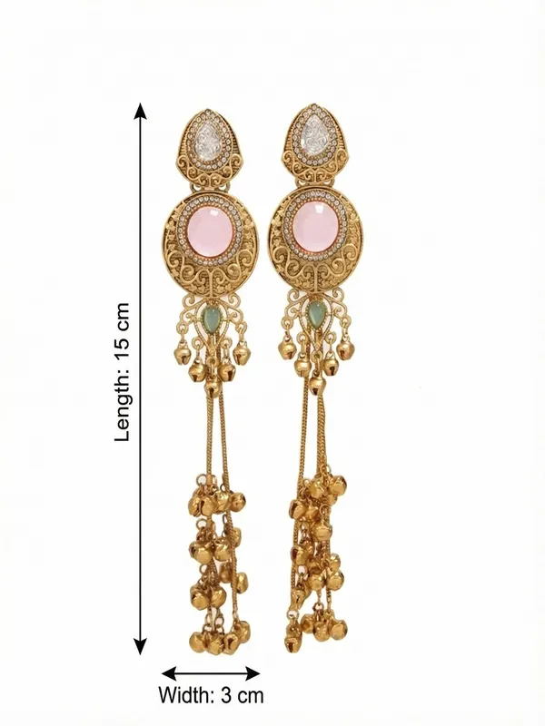 Gold_Plated_Kashmiri_Drop_Long_Earrings_With_Kundan_Detailing_&_Ghungroo_Work