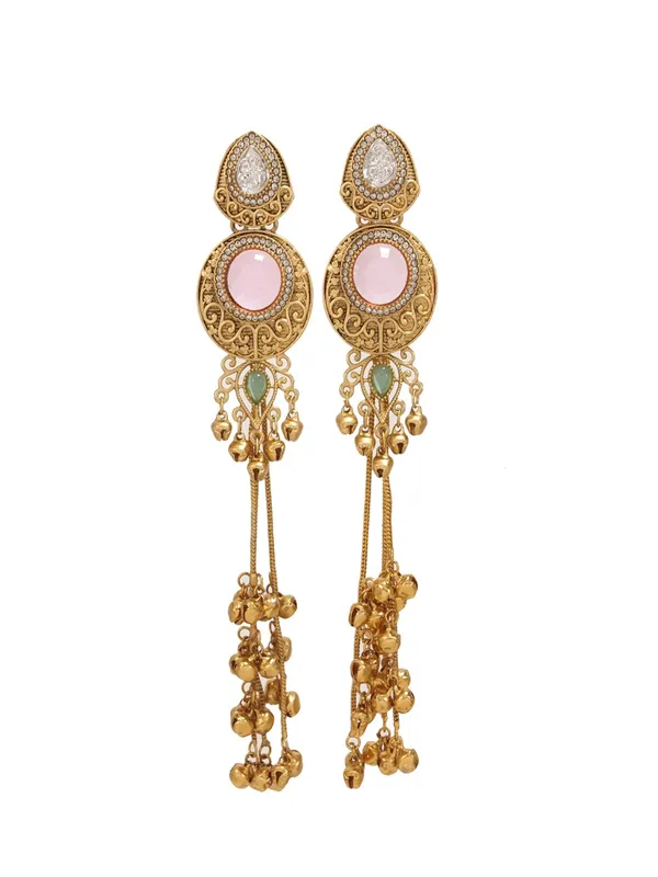 Gold_Plated_Kashmiri_Drop_Long_Earrings_With_Kundan_Detailing_&_Ghungroo_Work
