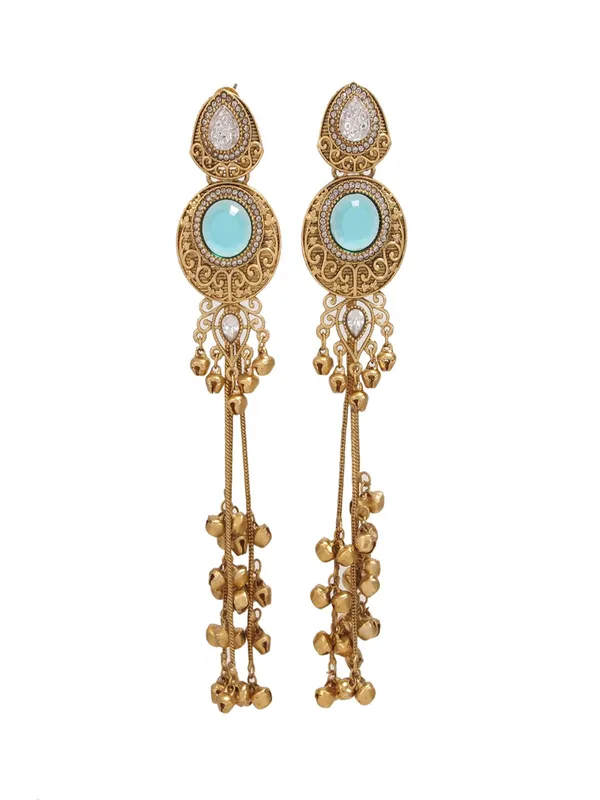 Gold_Plated_Kashmiri_Drop_Long_Earrings_With_Kundan_Detailing_&_Ghungroo_Work