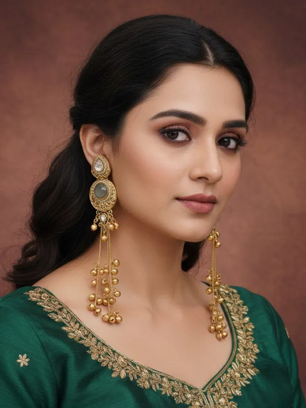 Gold_Plated_Kashmiri_Drop_Long_Earrings_With_Kundan_Detailing_&_Ghungroo_Work