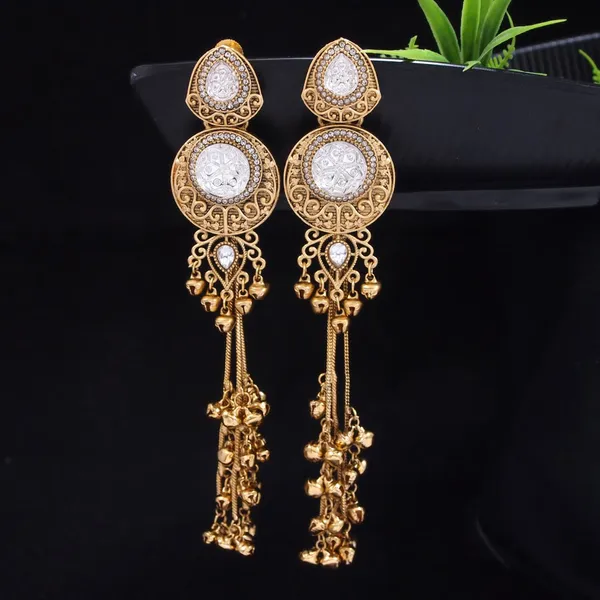 Gold_Plated_Kashmiri_Drop_Long_Earrings_With_Kundan_Detailing_&_Ghungroo_Work