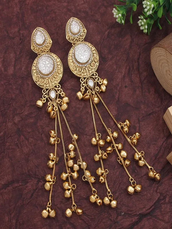Gold_Plated_Kashmiri_Drop_Long_Earrings_With_Kundan_Detailing_&_Ghungroo_Work