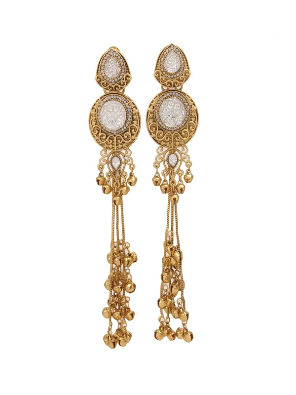 Gold_Plated_Kashmiri_Drop_Long_Earrings_With_Kundan_Detailing_&_Ghungroo_Work