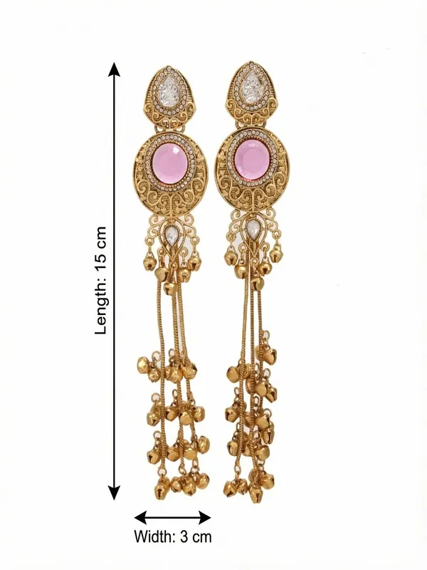 Gold_Plated_Kashmiri_Drop_Long_Earrings_With_Kundan_Detailing_&_Ghungroo_Work