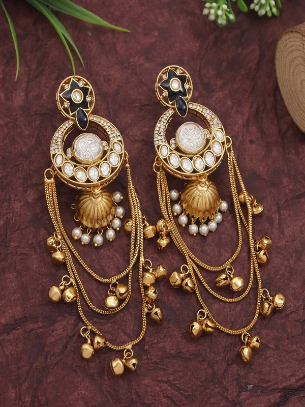 Royal_Kashmiri_Inspired_Gold_Plated_Earrings_With_Kundan_And_Ghungroo_Drops