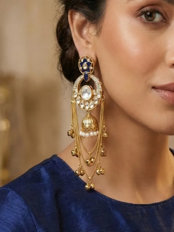 Royal_Kashmiri_Inspired_Gold_Plated_Earrings_With_Kundan_And_Ghungroo_Drops