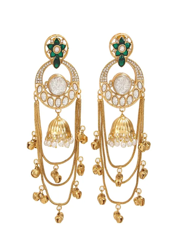 Royal_Kashmiri_Inspired_Gold_Plated_Earrings_With_Kundan_And_Ghungroo_Drops
