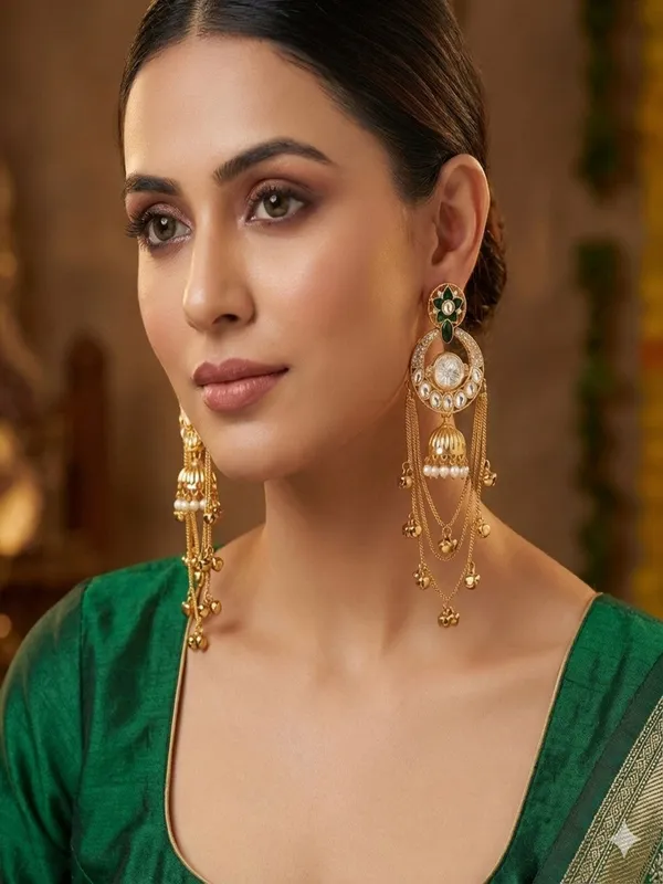 Royal_Kashmiri_Inspired_Gold_Plated_Earrings_With_Kundan_And_Ghungroo_Drops
