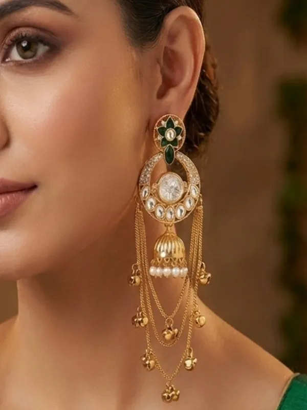 Royal_Kashmiri_Inspired_Gold_Plated_Earrings_With_Kundan_And_Ghungroo_Drops