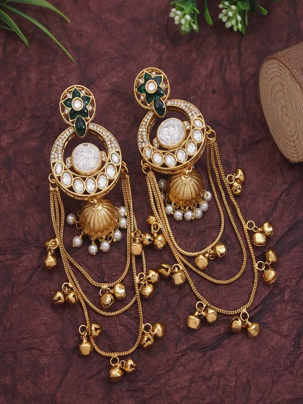 Royal_Kashmiri_Inspired_Gold_Plated_Earrings_With_Kundan_And_Ghungroo_Drops