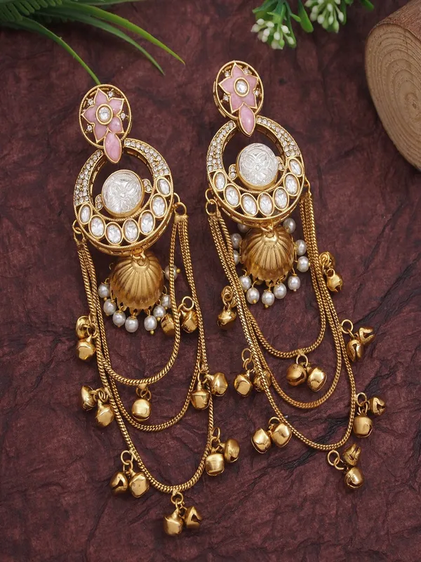 Royal_Kashmiri_Inspired_Gold_Plated_Earrings_With_Kundan_And_Ghungroo_Drops
