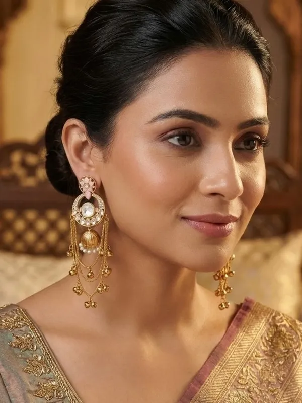 Royal_Kashmiri_Inspired_Gold_Plated_Earrings_With_Kundan_And_Ghungroo_Drops