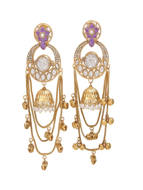 Royal_Kashmiri_Inspired_Gold_Plated_Earrings_With_Kundan_And_Ghungroo_Drops