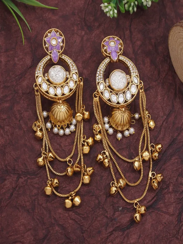 Royal_Kashmiri_Inspired_Gold_Plated_Earrings_With_Kundan_And_Ghungroo_Drops