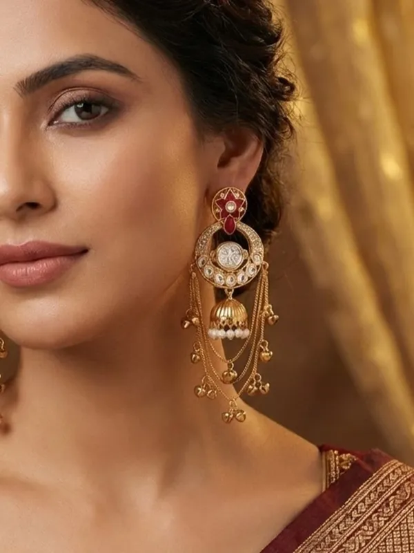 Royal_Kashmiri_Inspired_Gold_Plated_Earrings_With_Kundan_And_Ghungroo_Drops