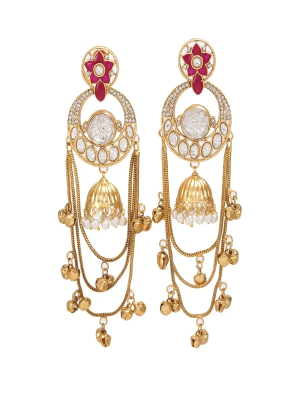 Royal_Kashmiri_Inspired_Gold_Plated_Earrings_With_Kundan_And_Ghungroo_Drops