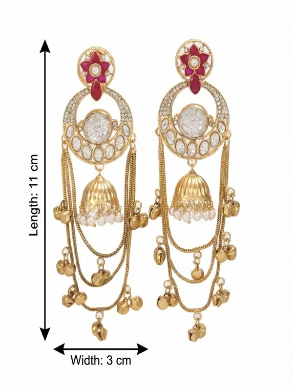 Royal_Kashmiri_Inspired_Gold_Plated_Earrings_With_Kundan_And_Ghungroo_Drops