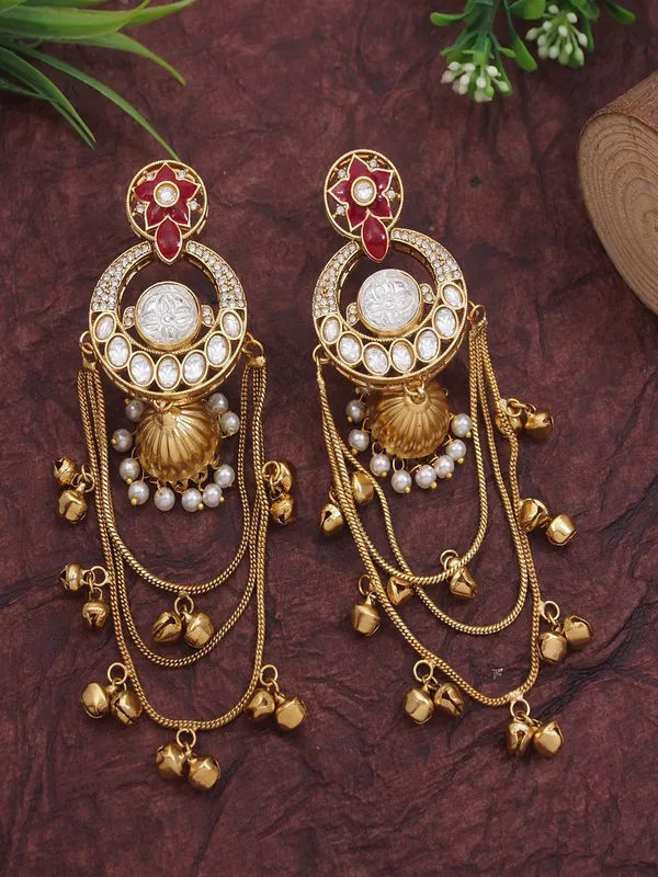 Royal_Kashmiri_Inspired_Gold_Plated_Earrings_With_Kundan_And_Ghungroo_Drops