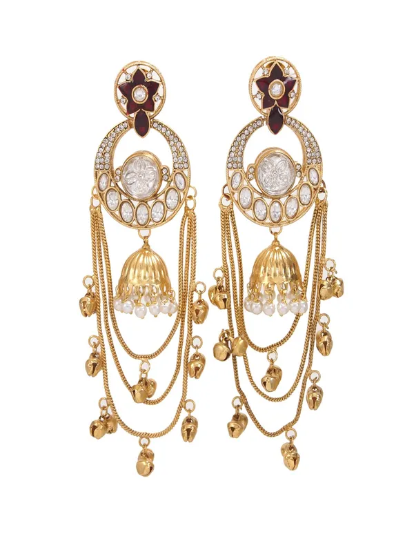 Royal_Kashmiri_Inspired_Gold_Plated_Earrings_With_Kundan_And_Ghungroo_Drops