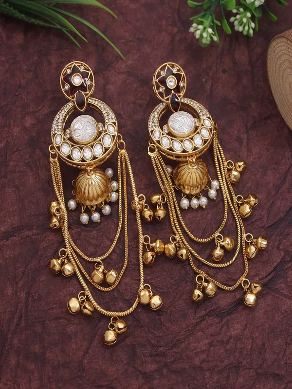Royal_Kashmiri_Inspired_Gold_Plated_Earrings_With_Kundan_And_Ghungroo_Drops