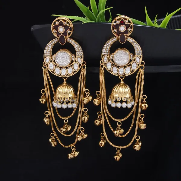 Royal_Kashmiri_Inspired_Gold_Plated_Earrings_With_Kundan_And_Ghungroo_Drops