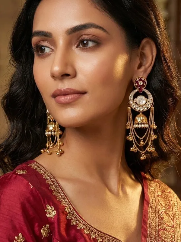 Royal_Kashmiri_Inspired_Gold_Plated_Earrings_With_Kundan_And_Ghungroo_Drops