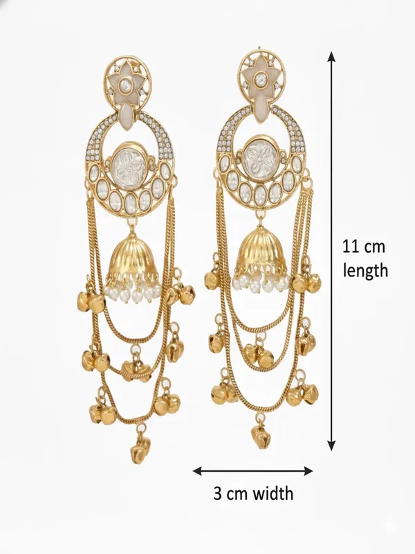 Royal_Kashmiri_Inspired_Gold_Plated_Earrings_With_Kundan_And_Ghungroo_Drops
