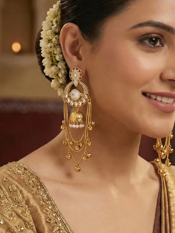 Royal_Kashmiri_Inspired_Gold_Plated_Earrings_With_Kundan_And_Ghungroo_Drops