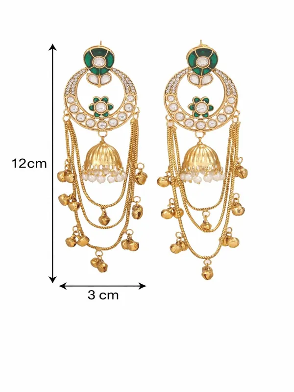 Ethnic_Kashmiri_Style_Gold_Plated_Drop_Earrings_With_Kundan_&_Bell_Tassels